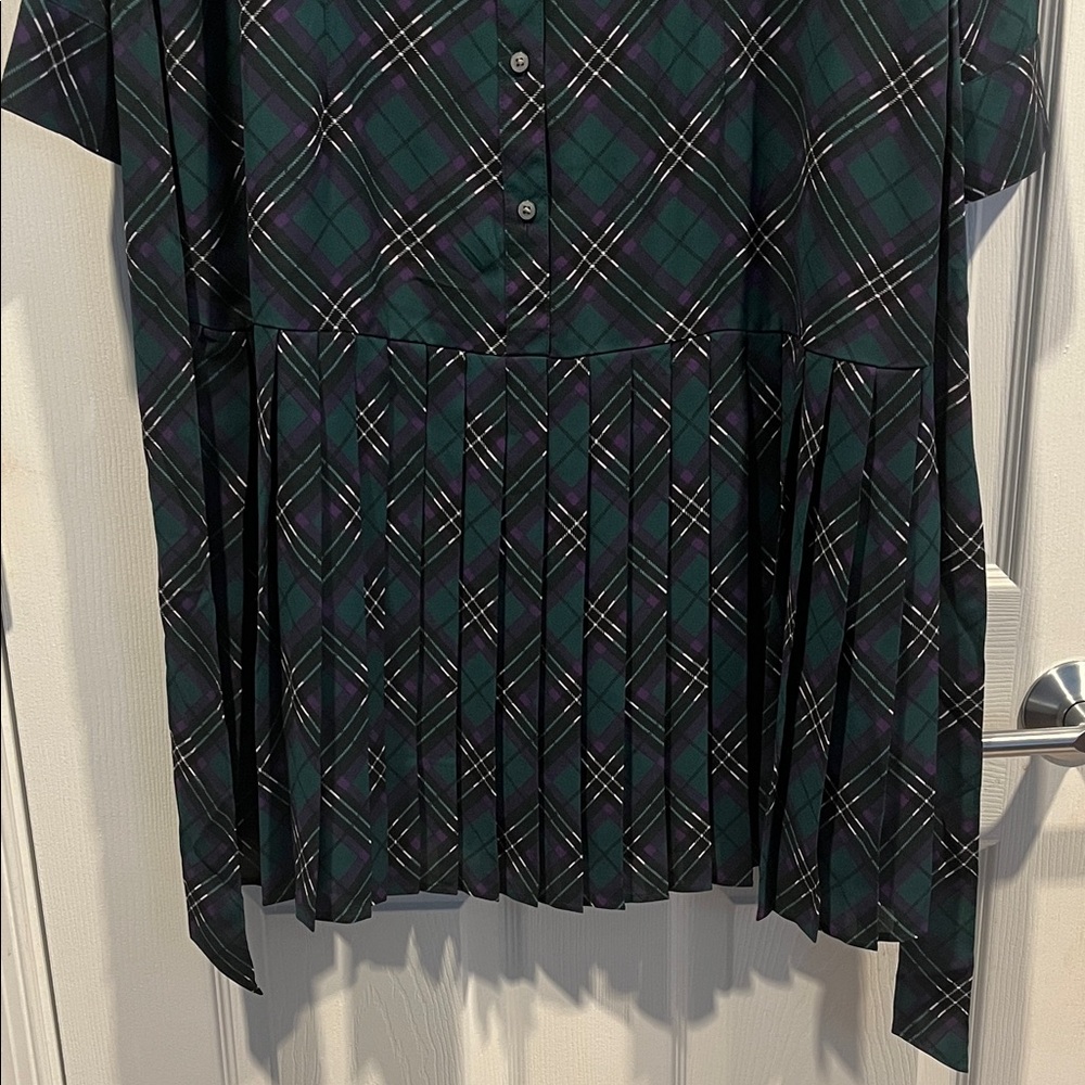 UNTUCKit Green Plaid Long Sleeve Dress With a Belt.Size 16 - Picture 4 of 16